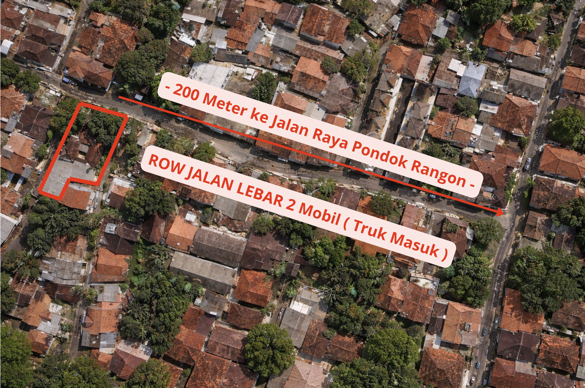 Jarak ke Jalan Raya Pondok Rangon